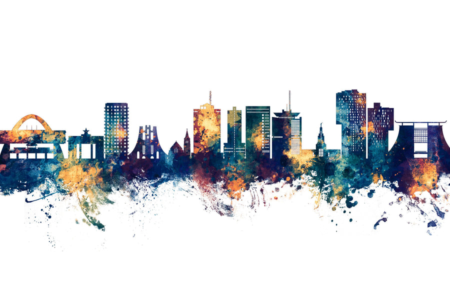 Accra Ghana Skyline Blue & Bronze Mural Wallpaper