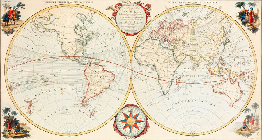 19th Century Map of the World Mural Wallpaper