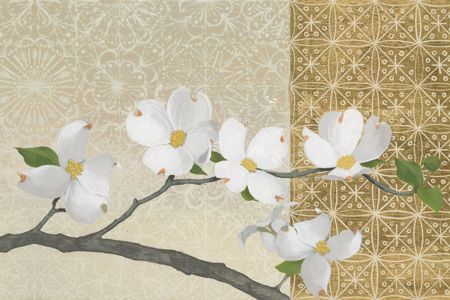 Dogwood on Gold Mural Wallpaper