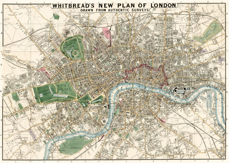 1853 Map of London Mural Wallpaper