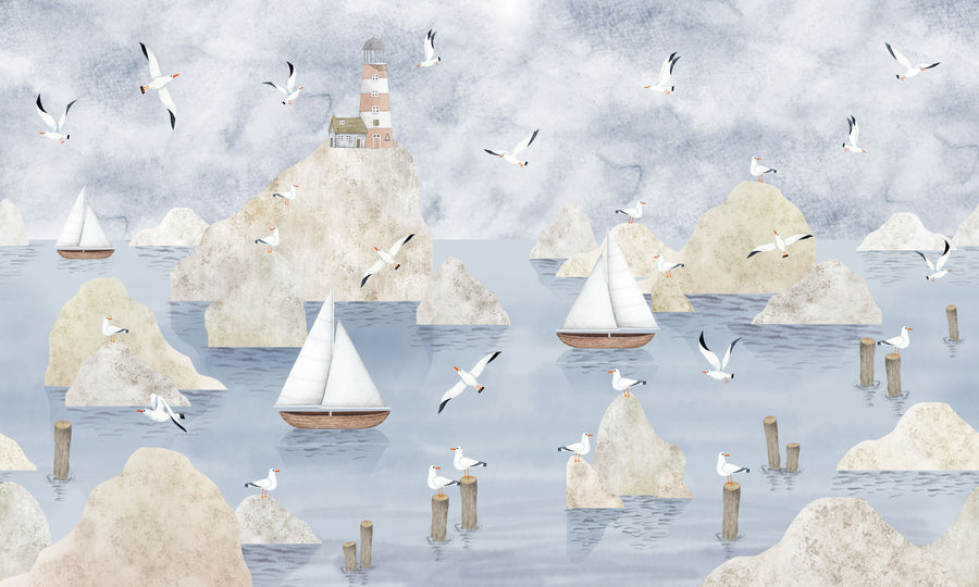 Archipelago Lighthouse, Sky Mural Wallpaper