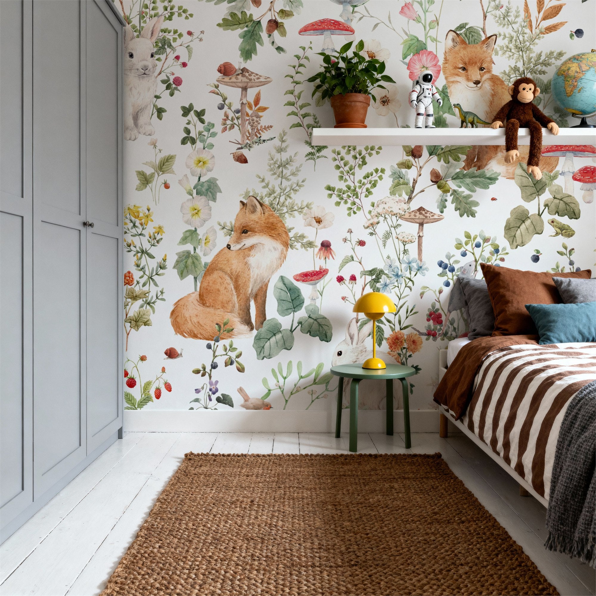 Woodland wallpaper in a child's room
