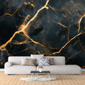 Black & Gold Marble Wall Mural – Custom Size Luxury Peel & Stick Wallpaper Mural Wallpaper - pure wallpaper artwork