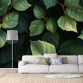 Green Leafy Wall Mural Wallpaper Green and Yellow leaves Mural Wallpaper - pure wallpaper artwork