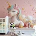 Dreamy Unicorn in Clouds Mural Wallpaper Pink, White, Gold and Blue Unicorn Mural Wallpaper - pure wallpaper artwork