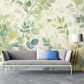 Green Leafy Mural Wallpaper for a living room Various Shades of Green and Beige Leaves Mural Wallpaper - pure wallpaper artwork