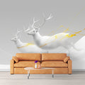 White Deer with Gold Streaks Mural Wallpaper for a&nbsp; commercial space White Gray and Gold Deers Mural Wallpaper - pure wallpaper artwork