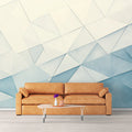 Blue and White Geometric Mural Wallpaper Blue White and Cream Triangles Mural Wallpaper - pure wallpaper artwork