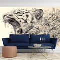 Tiger and Intricate Scene Mural Wallpaper Black, White and Beige tiger -1 Mural Wallpaper - pure wallpaper artwork