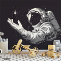 Black and White Astronaut Mural Wallpaper for a Nursey Black, White and Gray Astronaut Mural Wallpaper - pure wallpaper artwork