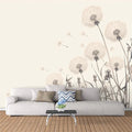 Dandelion and Dragonfly Mural Wallpaper for a living room White, Blue and Light Gray Dandelion -1 Mural Wallpaper - pure wallpaper artwork
