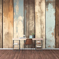 Rustic Wood Panel Mural Wallpaper Brown, Blue, Beige and Tan wood panel Mural Wallpaper - pure wallpaper artwork