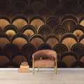 Art Deco Fan Pattern Mural Wallpaper for a Reading room Black, Gold and Dark Brown Deco Mural Wallpaper - pure wallpaper artwork