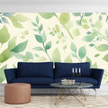 Green Leafy Mural Wallpaper for a Lounge Various Shades of Green and Beige Leaves Mural Wallpaper - pure wallpaper artwork