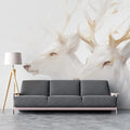 White Deers with Gold Accents Mural Wallpaper White, Gold and Beige Deer Mural Wallpaper - pure wallpaper artwork