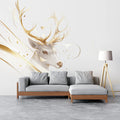 Yellow and Blue Deer Mural Wallpaper for a reading room Yellow, Blue and White Deer -1 Mural Wallpaper - pure wallpaper artwork