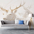 Yellow and Blue Deer Mural Wallpaper for a hotel or office lounge Yellow, Blue and White Deer Mural Wallpaper - pure wallpaper artwork