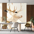 Yellow and Blue Deer Mural Wallpaper for a dining room Yellow, Blue and White Deer Mural Wallpaper - pure wallpaper artwork
