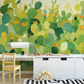 Colorful Desert Cactus Mural Wallpaper Green, Yellow, Blue and Orange Cactus -1 Mural Wallpaper - pure wallpaper artwork