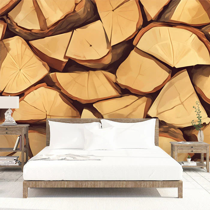 Wood Logs Mural Wallpaper Various Shades of Brown Woods Mural Wallpaper