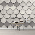 Gray Scalloped Mural Wallpaper Gray and White Scalloped Shapes Mural Wallpaper - pure wallpaper artwork