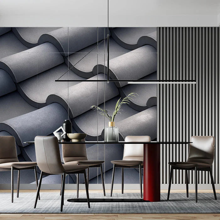 Gray Roof Tiles Mural Wallpaper Gray and Black Roof Tiles Mural Wallpaper - pure wallpaper artwork