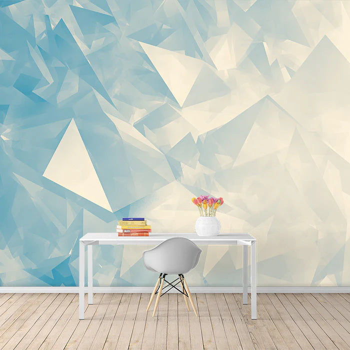 Blue and White Geometric Mural Wallpaper Blue and White Geometric Pattern Mural Wallpaper