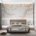 Floral Mural Wallpaper in Bedroom Cream and Green Flowers -2 Mural Wallpaper - pure wallpaper artwork