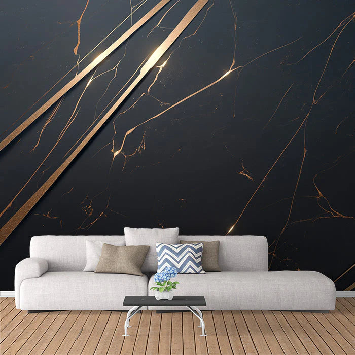Black and Gold Marble Mural Wallpaper in Living Room Black and Gold Marble Mural Wallpaper - pure wallpaper artwork