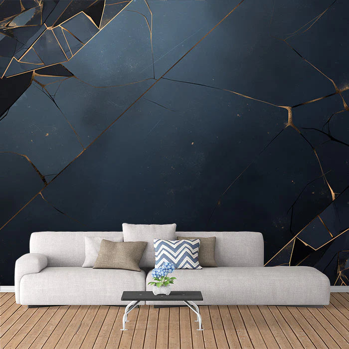 Black and Gold Marble Mural Wallpaper in Living Room Black and Gold Marble -1 Mural Wallpaper - pure wallpaper artwork