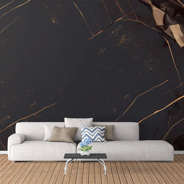 Black and Gold Marble Mural Wallpaper in Living Room Black and Gold Marble -2 Mural Wallpaper - pure wallpaper artwork