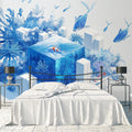 Blue Aquarium Mural Wallpaper in Bedroom Blue and White Aquarium Wallpaper Mural Wallpaper - pure wallpaper artwork