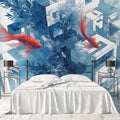 Blue Aquarium Mural Wallpaper in Bedroom Blue and White Aquarium -2 Mural Wallpaper - pure wallpaper artwork