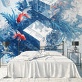 Blue Aquarium Mural Wallpaper in Bedroom Blue and White Aquarium -4 Mural Wallpaper - pure wallpaper artwork