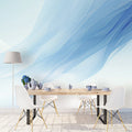 Blue Wave Mural Wallpaper in Dining Room Blue and White Wave Mural Wallpaper - pure wallpaper artwork
