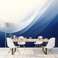 Dark Blue Wave Mural Wallpaper in Dining Room Blue and White Wave Mural Wallpaper - pure wallpaper artwork