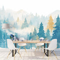 Winter Forest Mural Wallpaper in Commercial Space Blue and White Forest Mural Wallpaper - pure wallpaper artwork