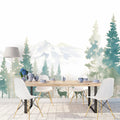 Winter Forest Mural Wallpaper in Dining Room Blue and White Forest -2 Mural Wallpaper - pure wallpaper artwork