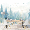 Winter Forest Mural Wallpaper in Dining Room Blue and White Forest -5 Mural Wallpaper - pure wallpaper artwork