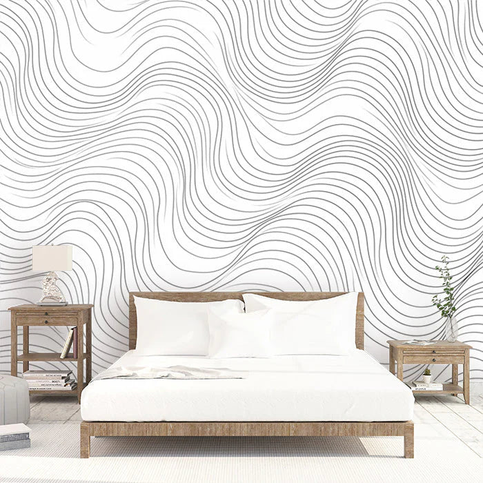 Black and White Swirl Mural Wallpaper in Bedroom Black and White Swirl -4 Mural Wallpaper