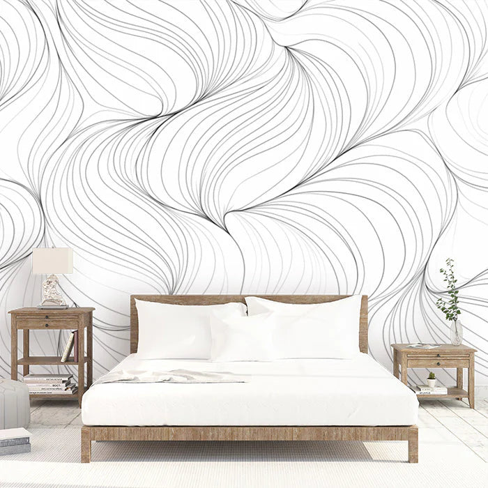 Black and White Swirl Mural Wallpaper in Bedroom Black and White Swirl -7 Mural Wallpaper - pure wallpaper artwork