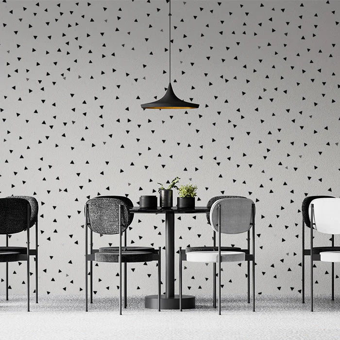 Gray and Black Triangle Mural Wallpaper in Cafe Gray and Black Triangles or Circles Mural Wallpaper - pure wallpaper artwork