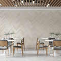 Beige and White Chevron Mural Wallpaper in Restaurant Beige and White Chevron Mural Wallpaper - pure wallpaper artwork
