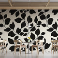 Black and Beige Leaf Mural Wallpaper in Cafe Black and Beige Leaves -1 Mural Wallpaper - pure wallpaper artwork