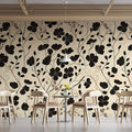 Black and Beige Leaf Mural Wallpaper in Cafe Black and Beige Leaves -3 Mural Wallpaper - pure wallpaper artwork