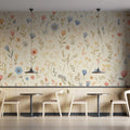 Colorful Floral Mural Wallpaper in Cafe Various Pastel Colors of Flowers Mural Wallpaper - pure wallpaper artwork