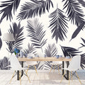 Black and White Palm Leaf Mural Wallpaper for Commercial space Black and White Palms Mural Wallpaper - pure wallpaper artwork