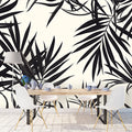 Black and White Palm Leaves Mural Wallpaper in Dining Room Black and White Palms Mural Wallpaper - pure wallpaper artwork