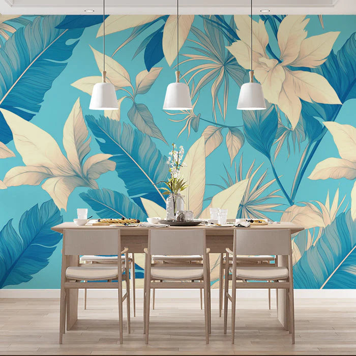 Colorful Leaves Mural Wallpaper in Dining Room Various Colors (Red, Orange, Purple, etc.) Feathers -3 Mural Wallpaper - pure wallpaper artwork