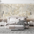Gray Tree and Leaf Mural Wallpaper in Bedroom Gray and White Tree and Leaf -3 Mural Wallpaper - pure wallpaper artwork